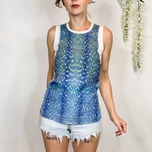 NWT KAREN MILLEN sleeveless top abstract stripes fairycore ocean academia 2525